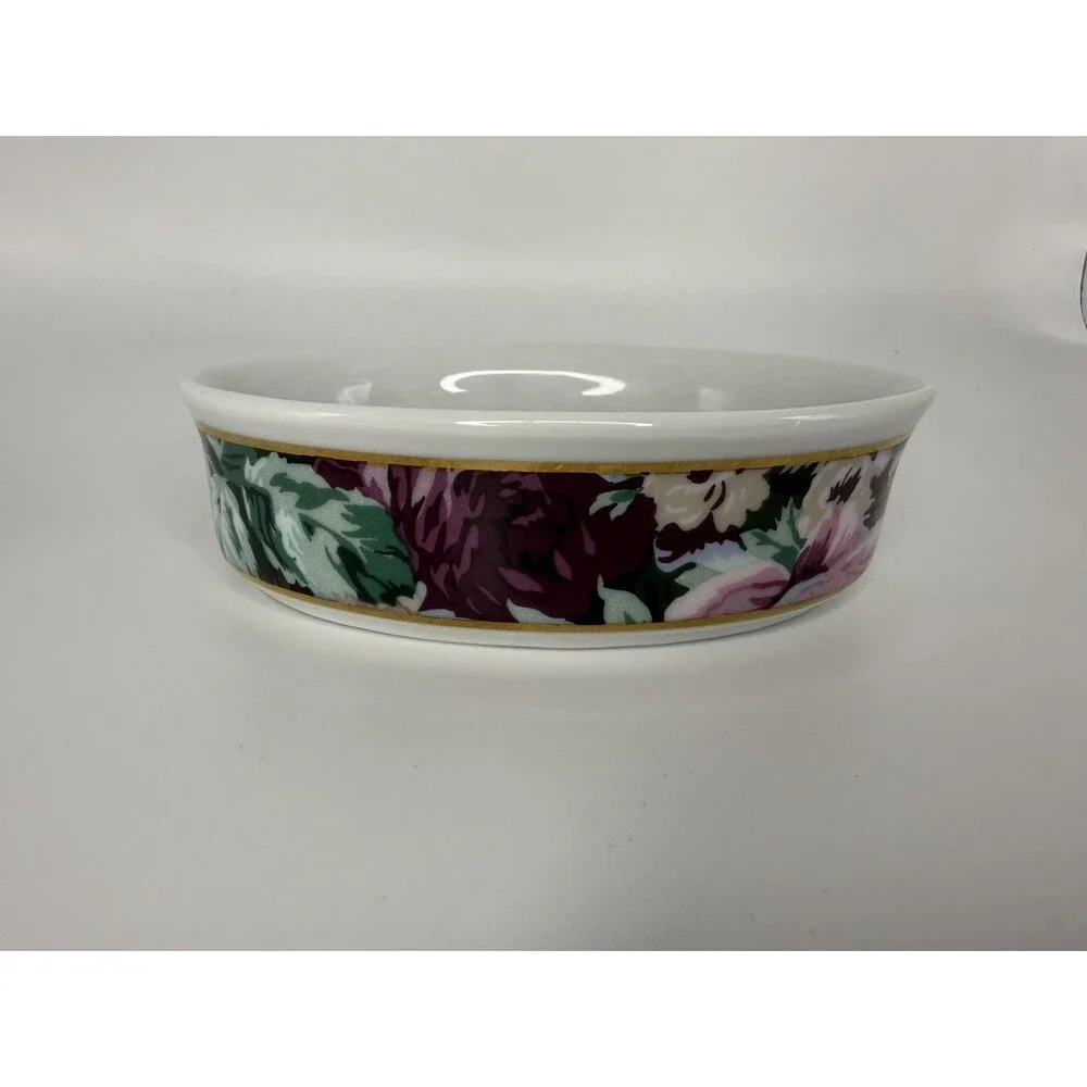 Saturday Knight Ltd Porcelain Floral Oval Trinket Dish Vanity Soap Bowl